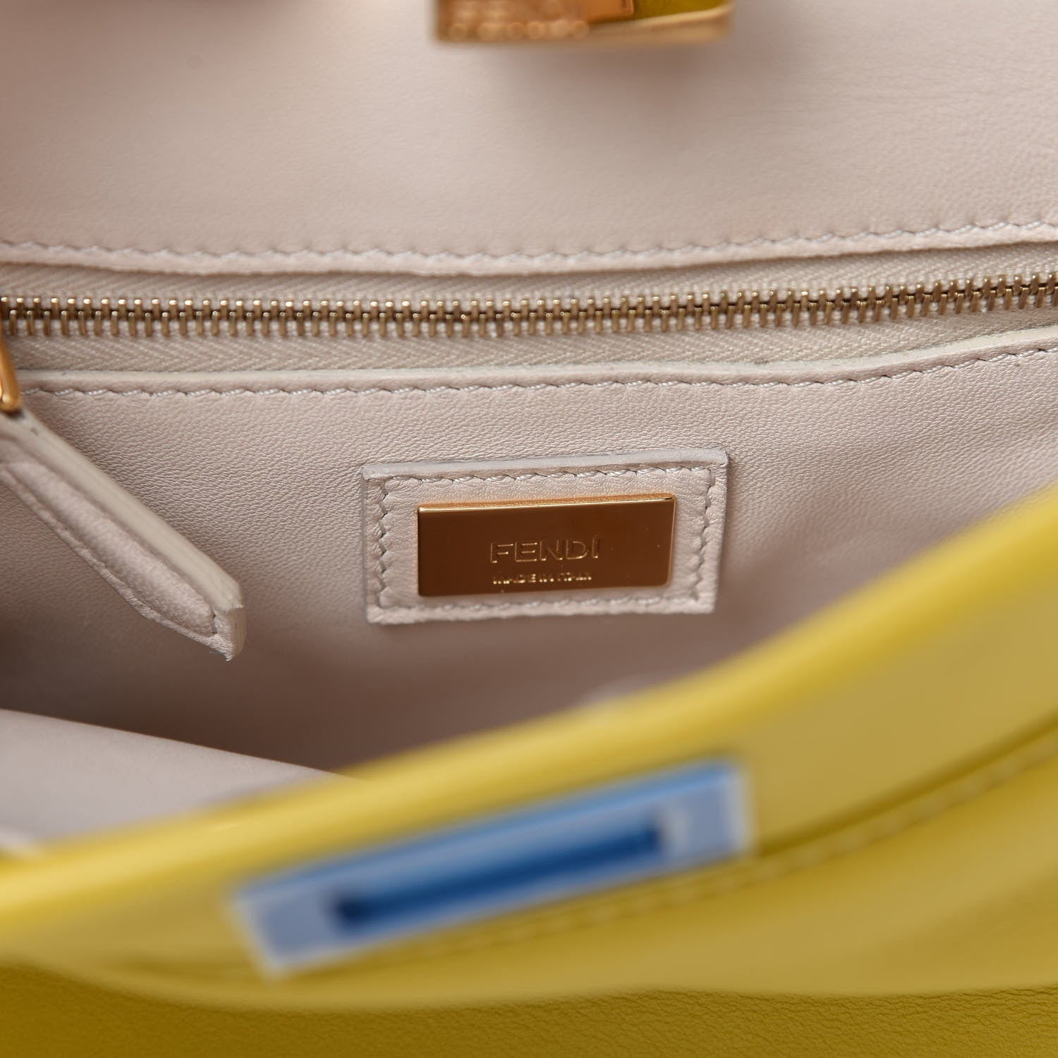 Fendi Nappa Colorblock Mini Peekaboo Iconic Satchel Lime Blue Royal Latte 8 of 9