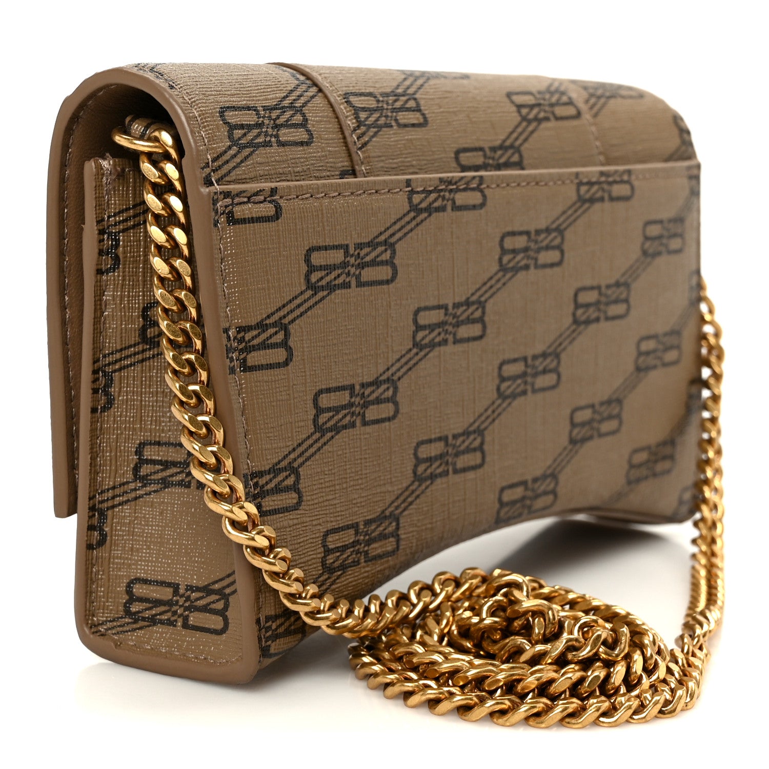 Balenciaga Coated Canvas BB Monogram Hourglass Chain Bag Beige Brown 3 of 11