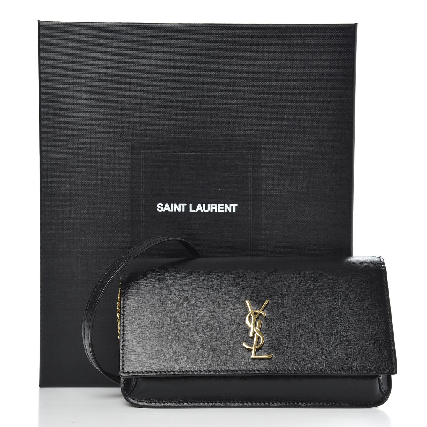 Smooth Calfskin Monogram Phone Holder Crossbody Black