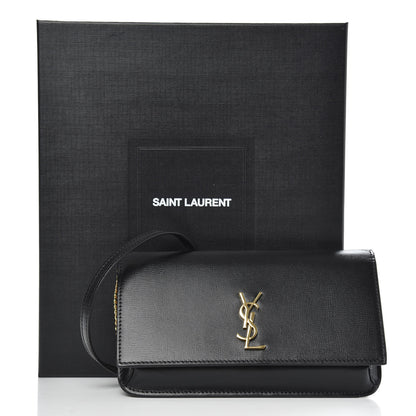 Saint Laurent Smooth Calfskin Monogram Phone Holder Crossbody Black 9 of 9