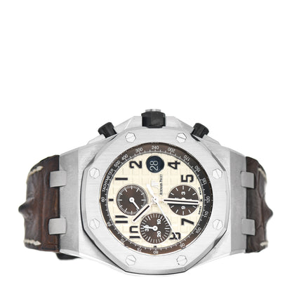 Audemars Piguet Stainless Steel Alligator 42mm Royal Oak Offshore Chronograph Automatic Watch Ivory 26470ST.OO.A801CR.01 2 of 4