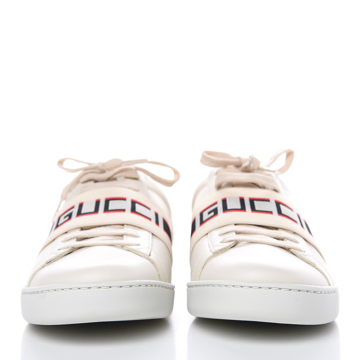 Gucci Calfskin Stripe Womens New Ace Sneakers 39.5 New Mystic White Ecru Red Flame 2 of 9