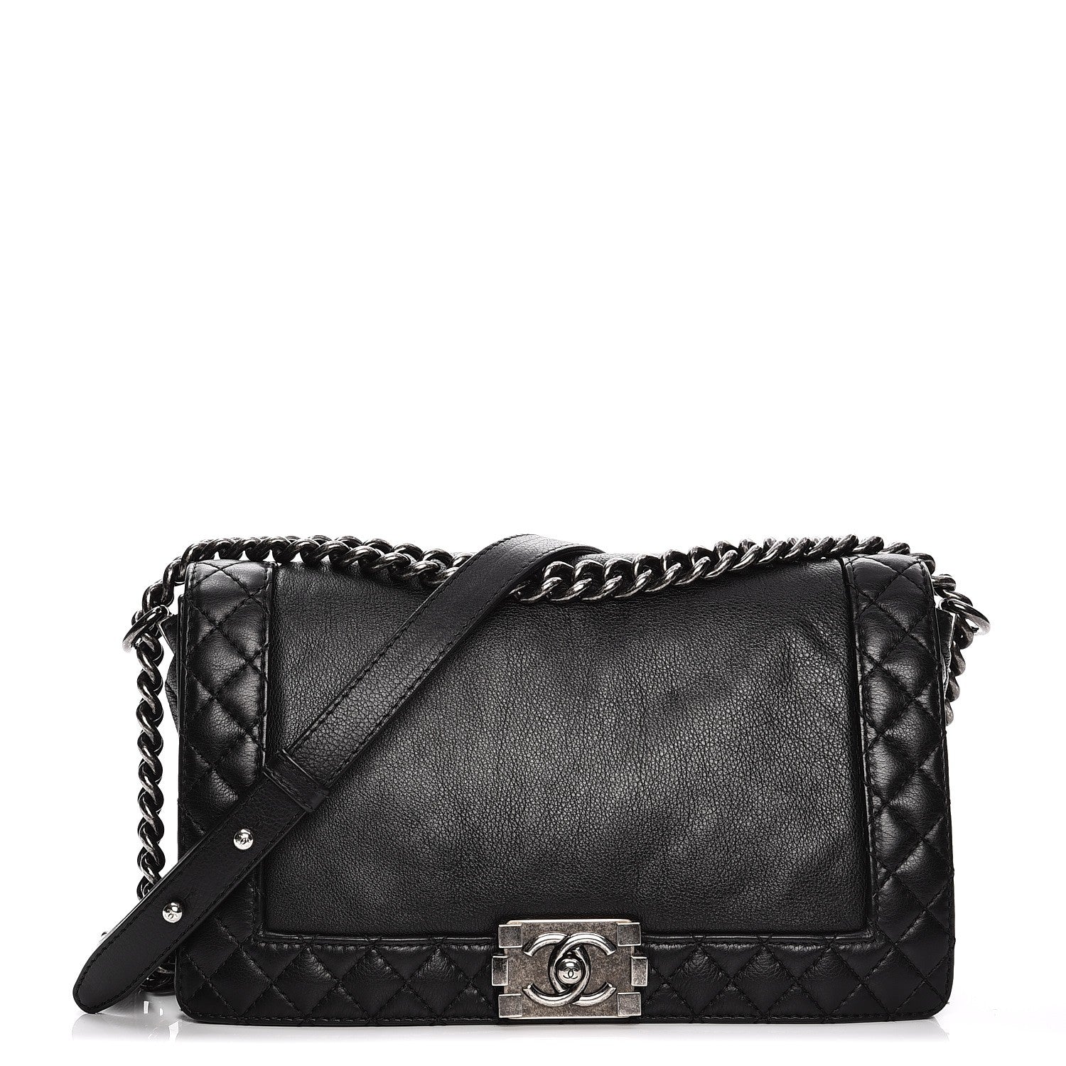 Chanel Calfskin New Medium Boy Reverso Flap Black 1 of 12