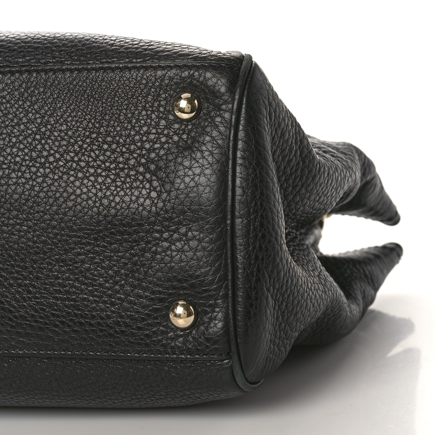 Pebbled Calfskin Medium Bamboo Shopper Tote Black