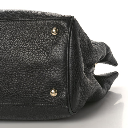 Gucci Pebbled Calfskin Medium Bamboo Shopper Tote Black 9 of 9