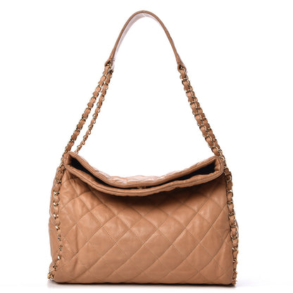 Chanel Calfskin Quilted Medium Chain Me Hobo Beige 1 of 14
