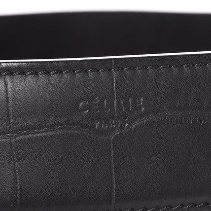 Celine Crocodile Embossed Calfskin Large Phantom Luggage Black 6 of 8