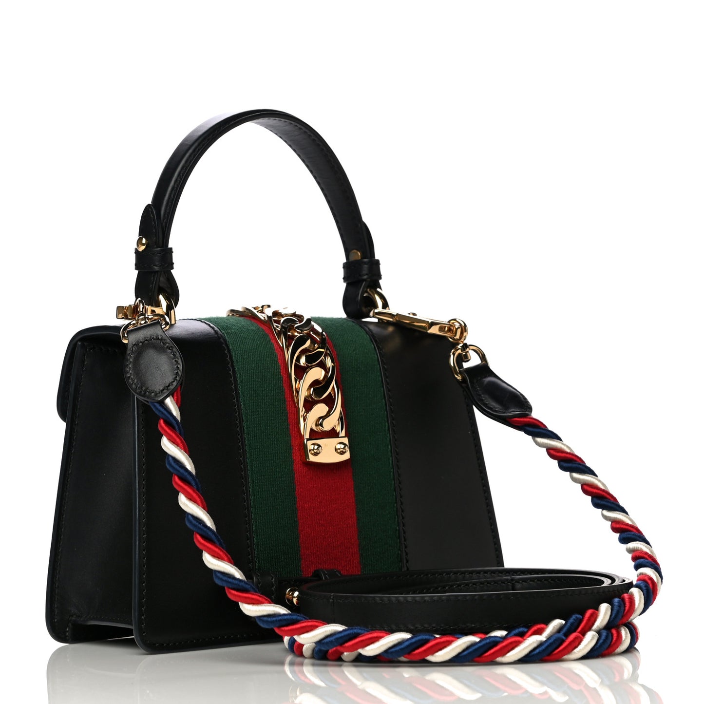 Calfskin Mini Sylvie Top Handle Bag Black