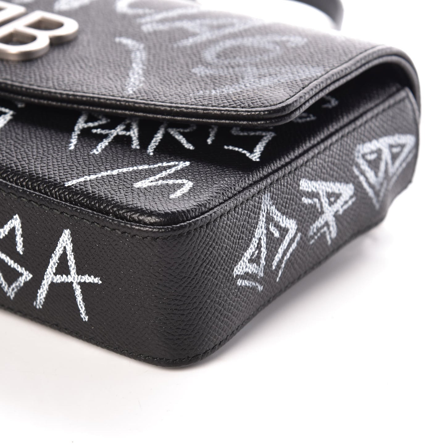 Calfskin Graffiti BB Chain Wallet Black White