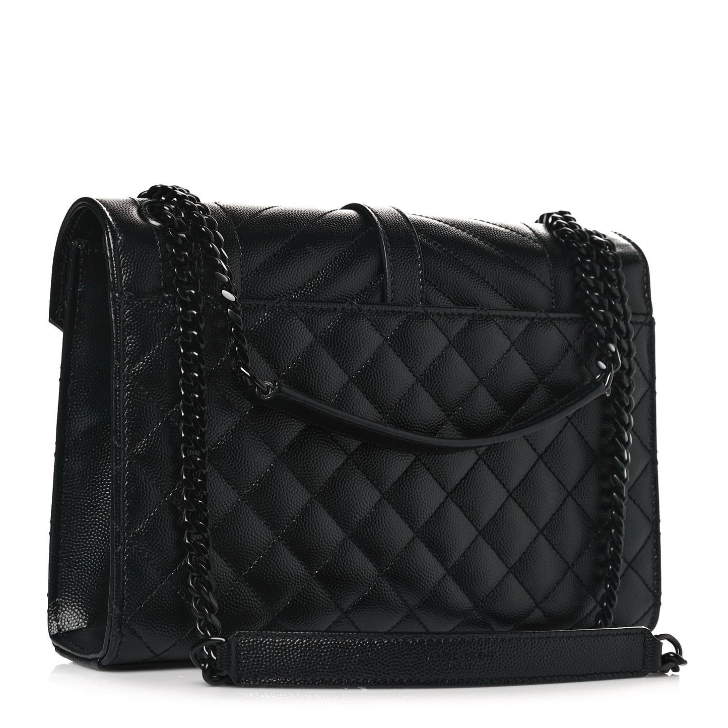 Grain De Poudre Textured Mixed Matelasse Triquilt Medium Monogram Satchel Black