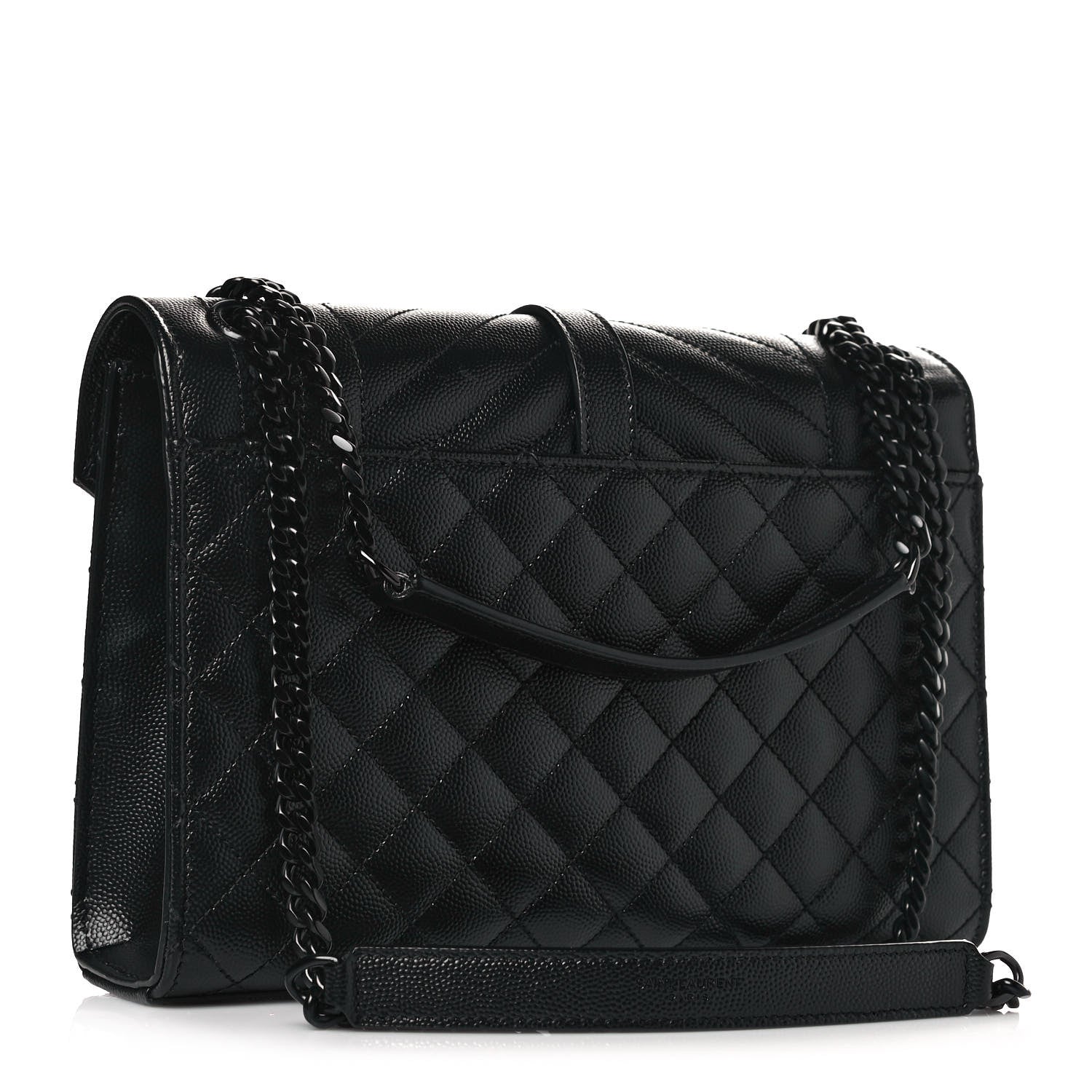 Saint Laurent Grain De Poudre Textured Mixed Matelasse Triquilt Medium Monogram Satchel Black 3 of 11