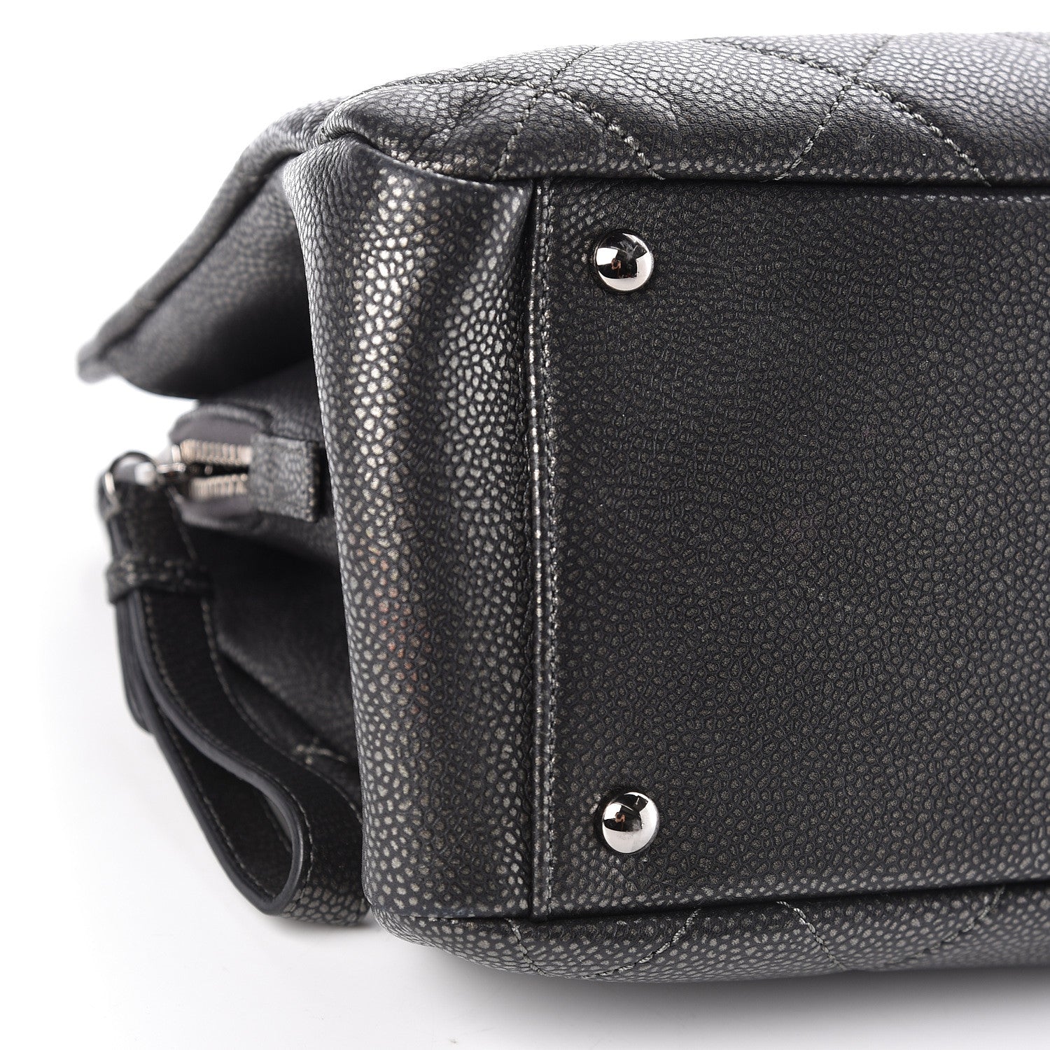 Chanel Metallic Caviar Quilted CC Tote Dark Silver 9 of 16