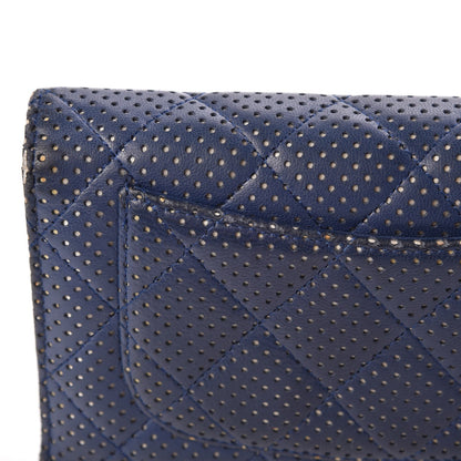 Chanel Perforated Lambskin Quilted Large Flap Wallet Blue 13 of 15