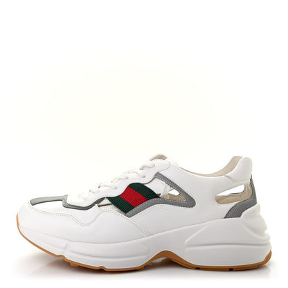 Gucci Demetra Web Mens Rhyton Cut Out Sneakers 8.5 Great White Grey 1 of 7