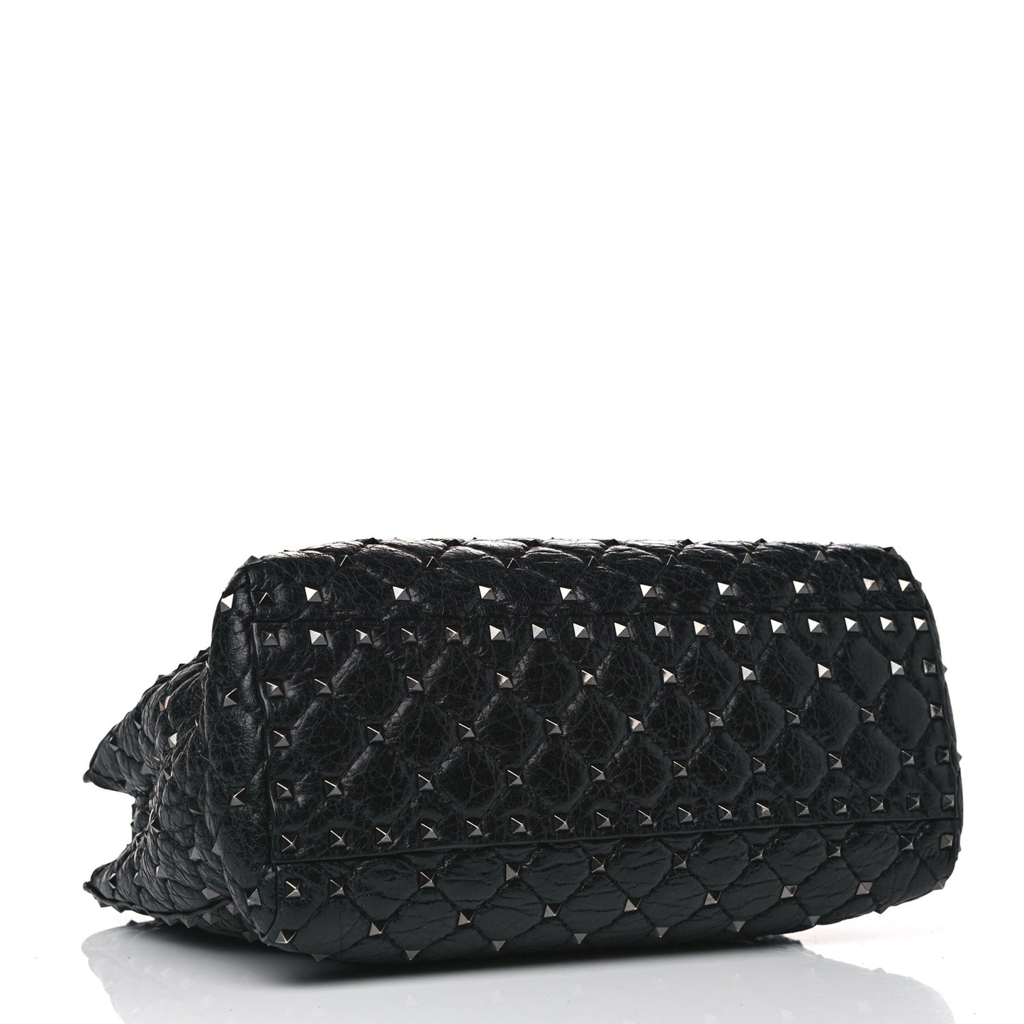 Craquele Nappa Rockstud Spike Tote Black