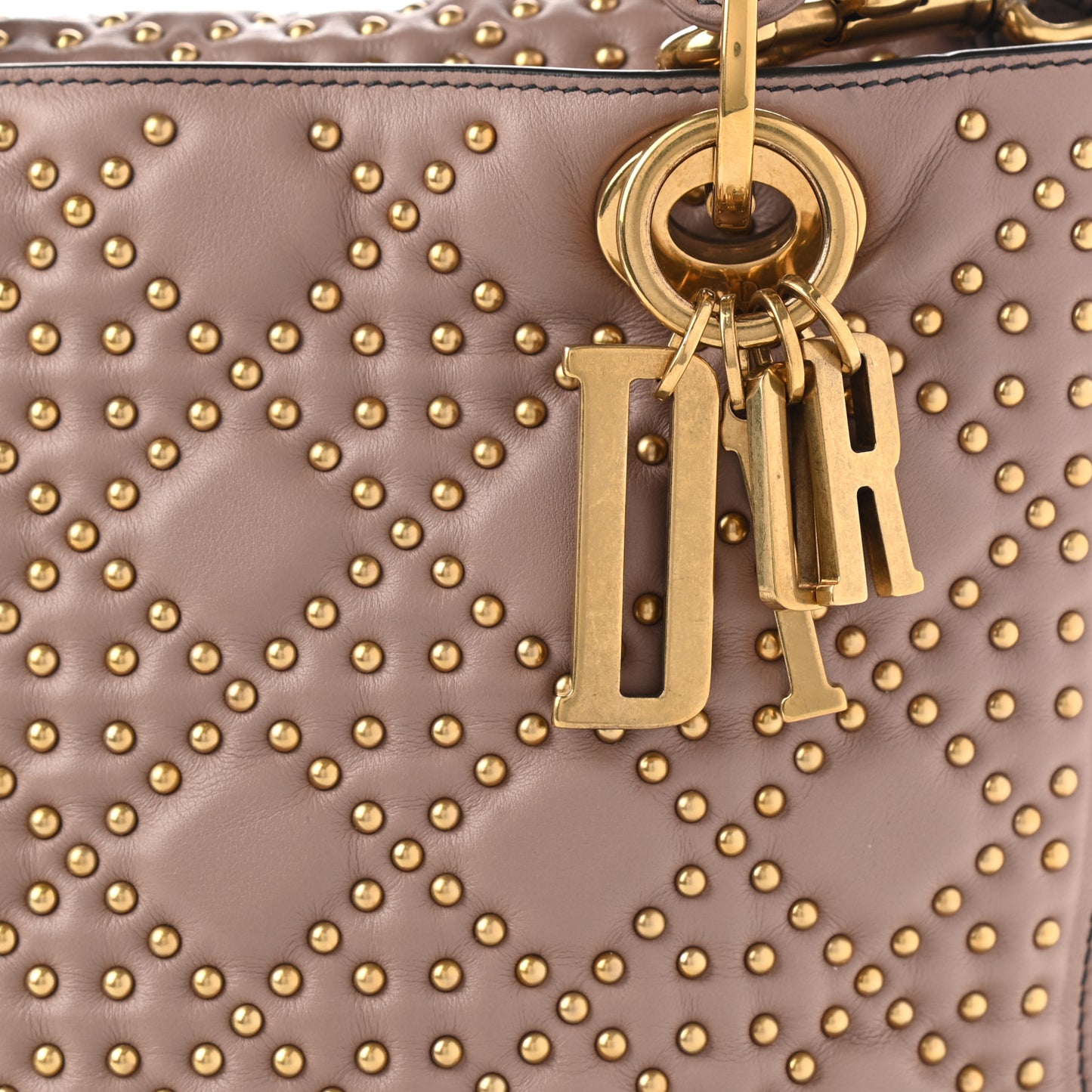 Calfskin Cannage Studded Medium Supple Lady Dior Light Pink
