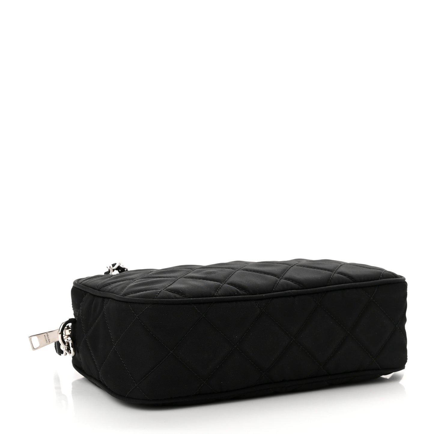 Nylon Tessuto Impuntu Quilted Bandoliera Crossbody Bag Black