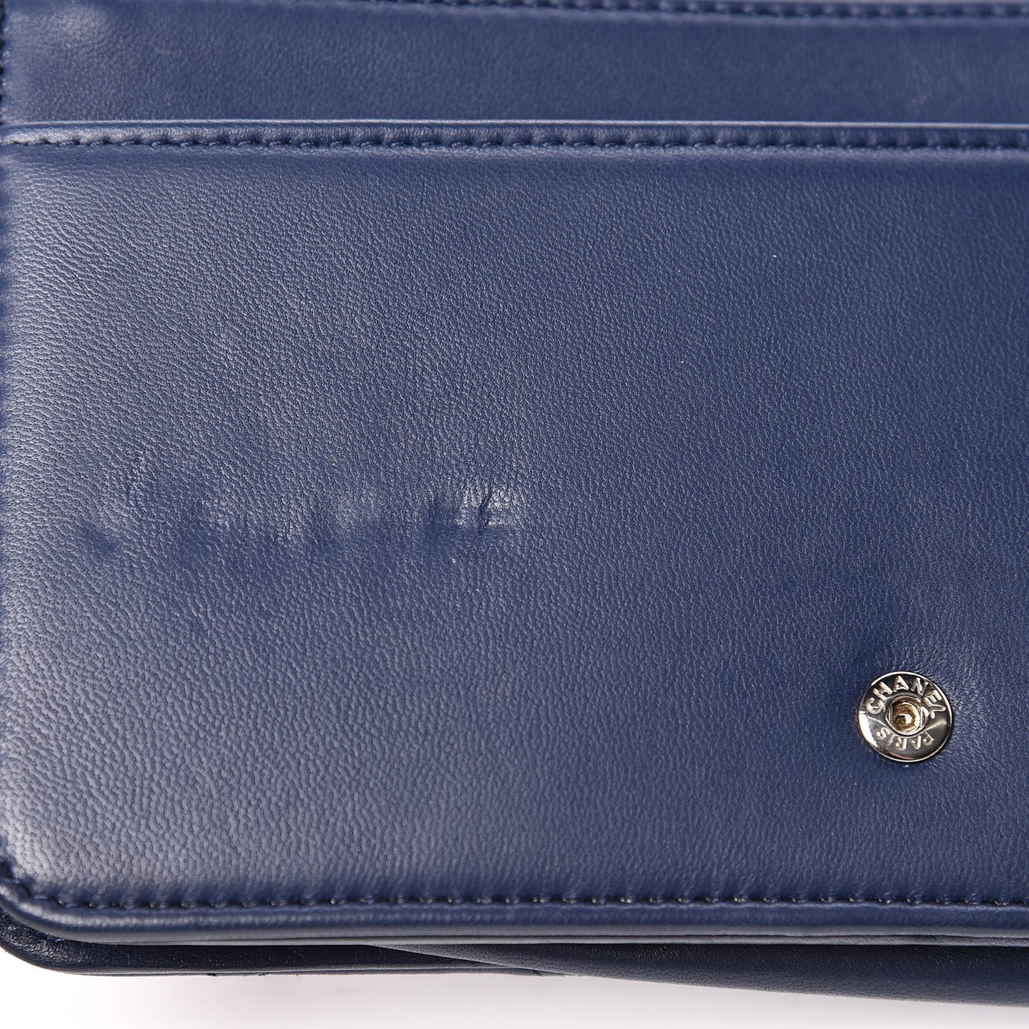 Lambskin Quilted Wallet On Chain WOC Navy Black