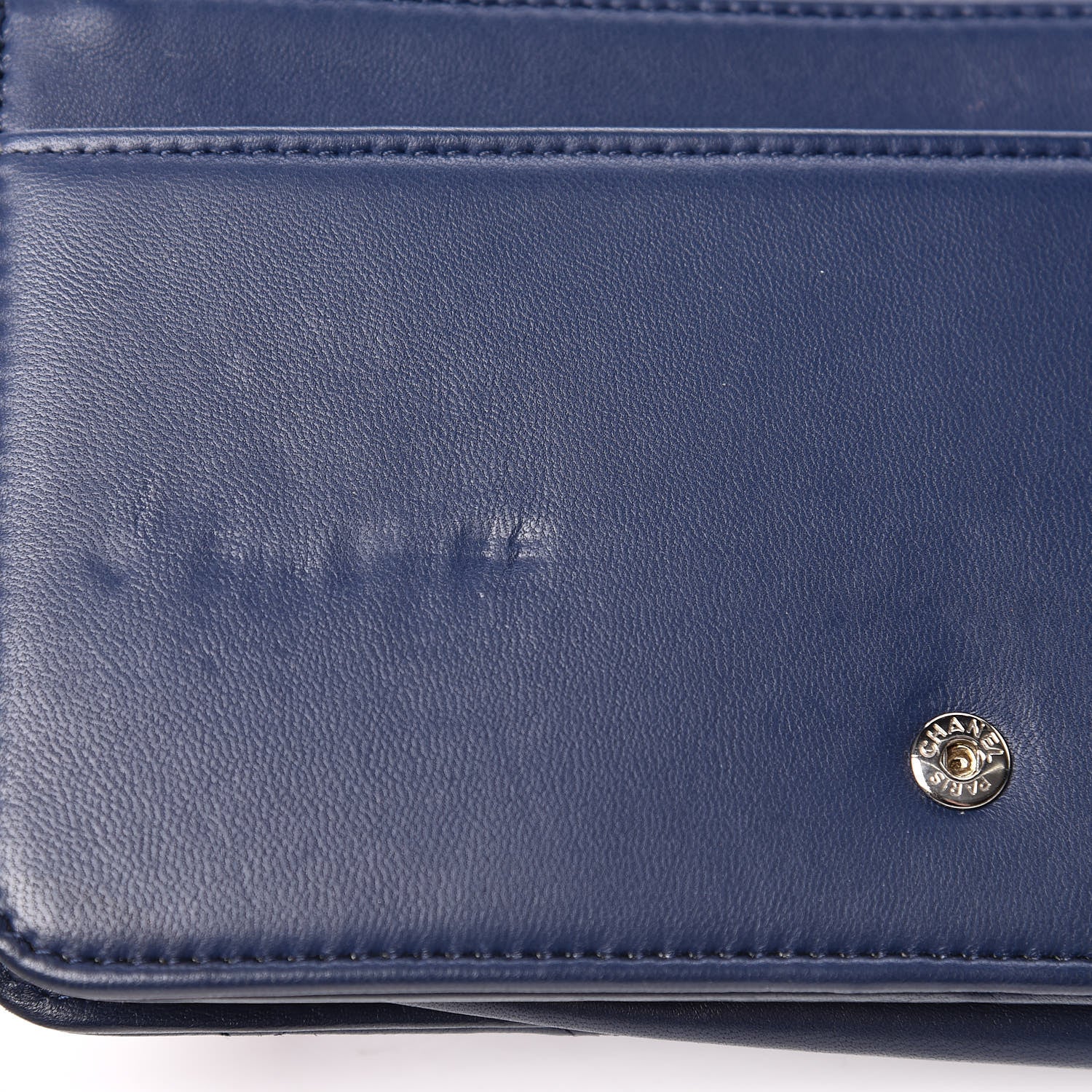 Chanel Lambskin Quilted Wallet On Chain WOC Navy Black 14 of 14