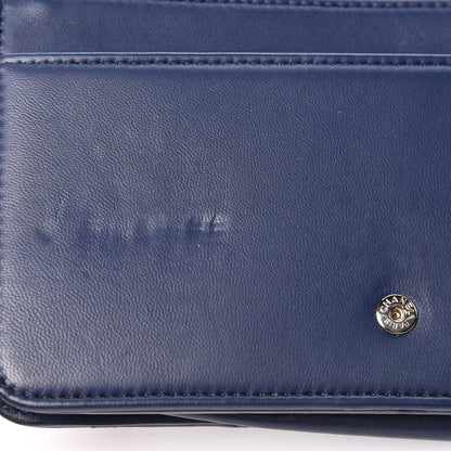 Chanel Lambskin Quilted Wallet On Chain WOC Navy Black 14 of 14