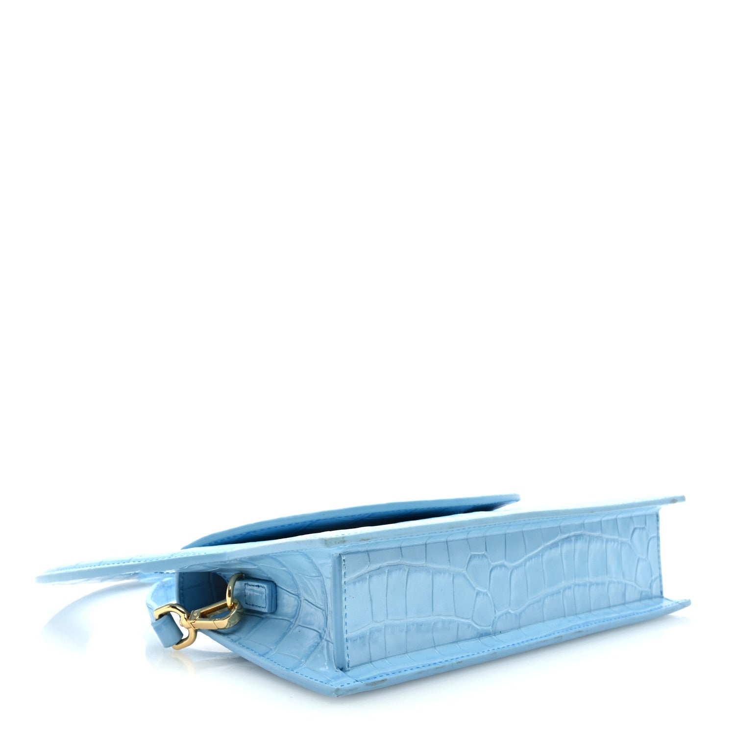 Jacquemus Calfskin Crocodile Embossed Le Sac Rond Blue 4 of 8
