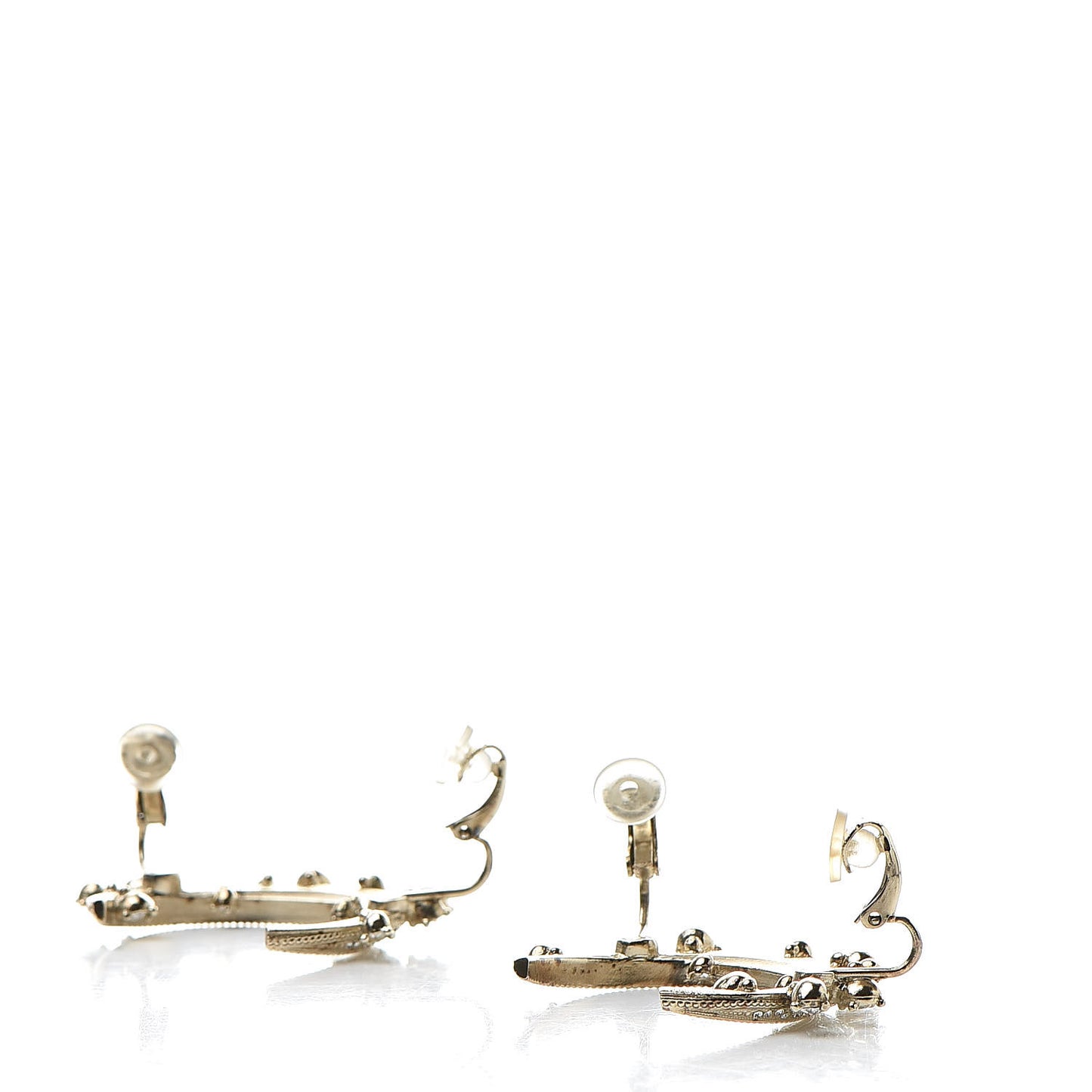 Crystal CC Crescent Moon Clip On Earrings Gold