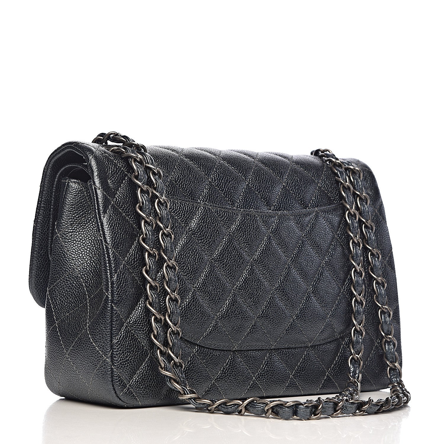 Chanel Pearly Caviar Quilted Jumbo Double Flap Black 3 of 12