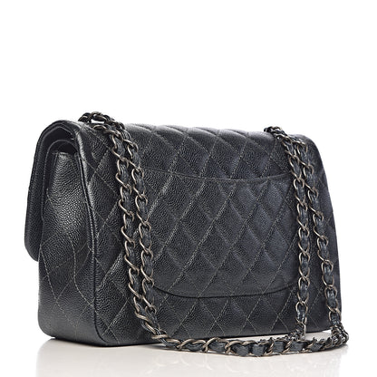 Chanel Pearly Caviar Quilted Jumbo Double Flap Black 3 of 12