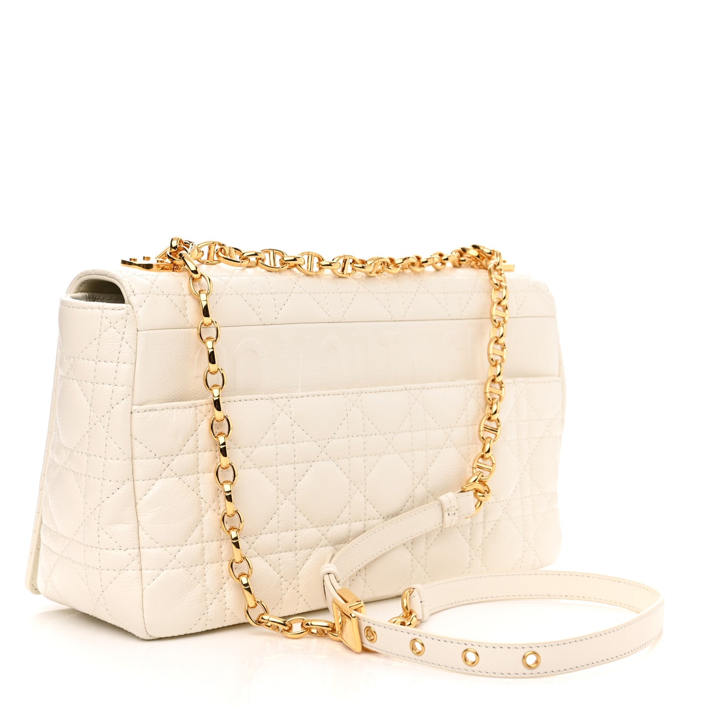 Grained Calfskin Cannage Large Caro Bag Latte