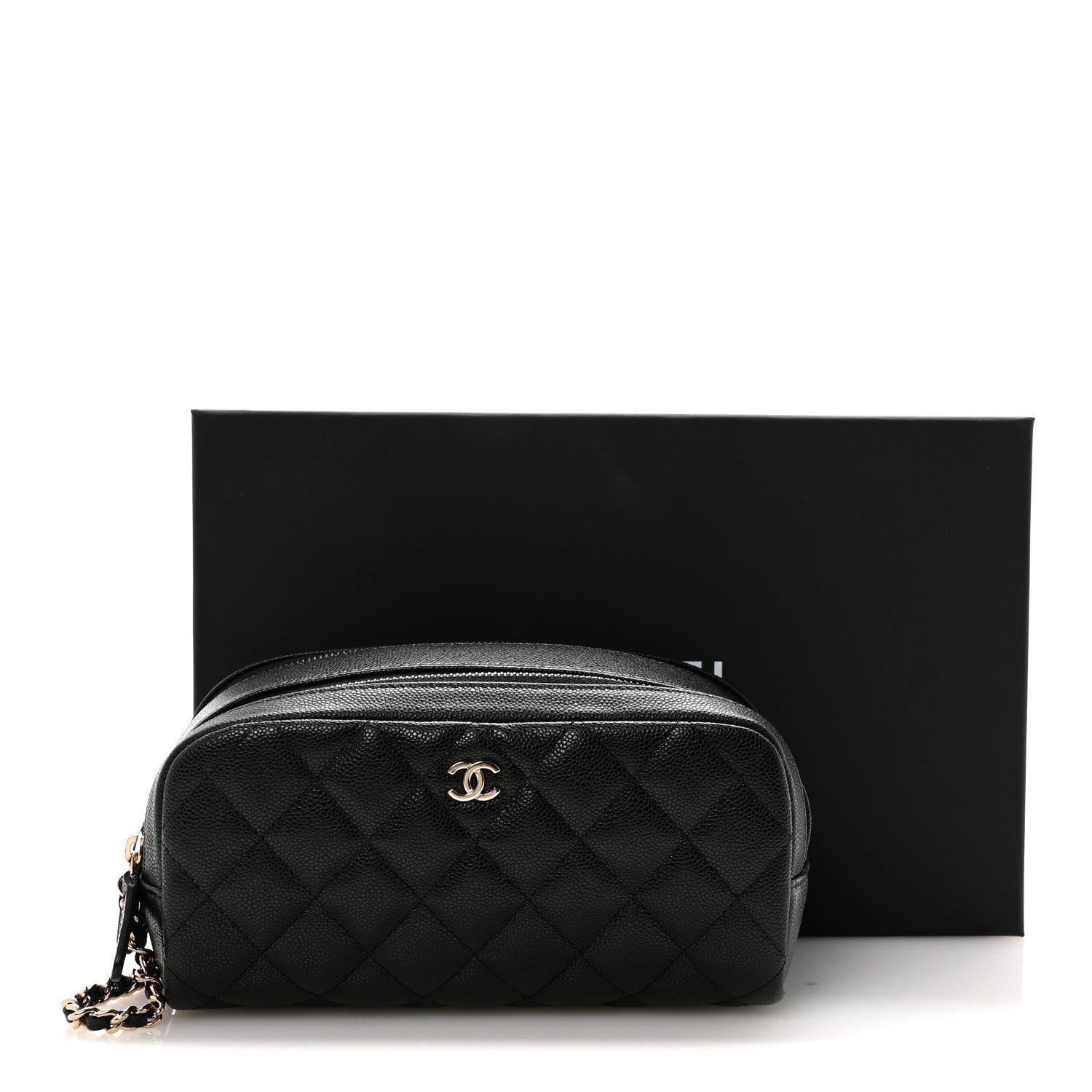Chanel Caviar Quilted Toiletry Case With Chain Black 8 of 8
