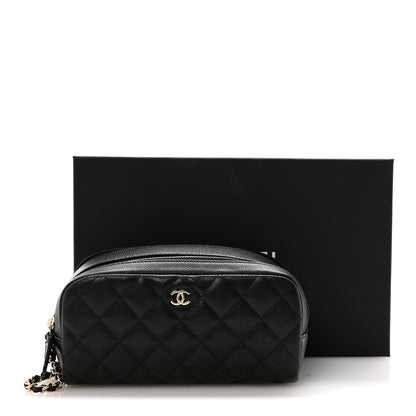 Chanel Caviar Quilted Toiletry Case With Chain Black 8 of 8