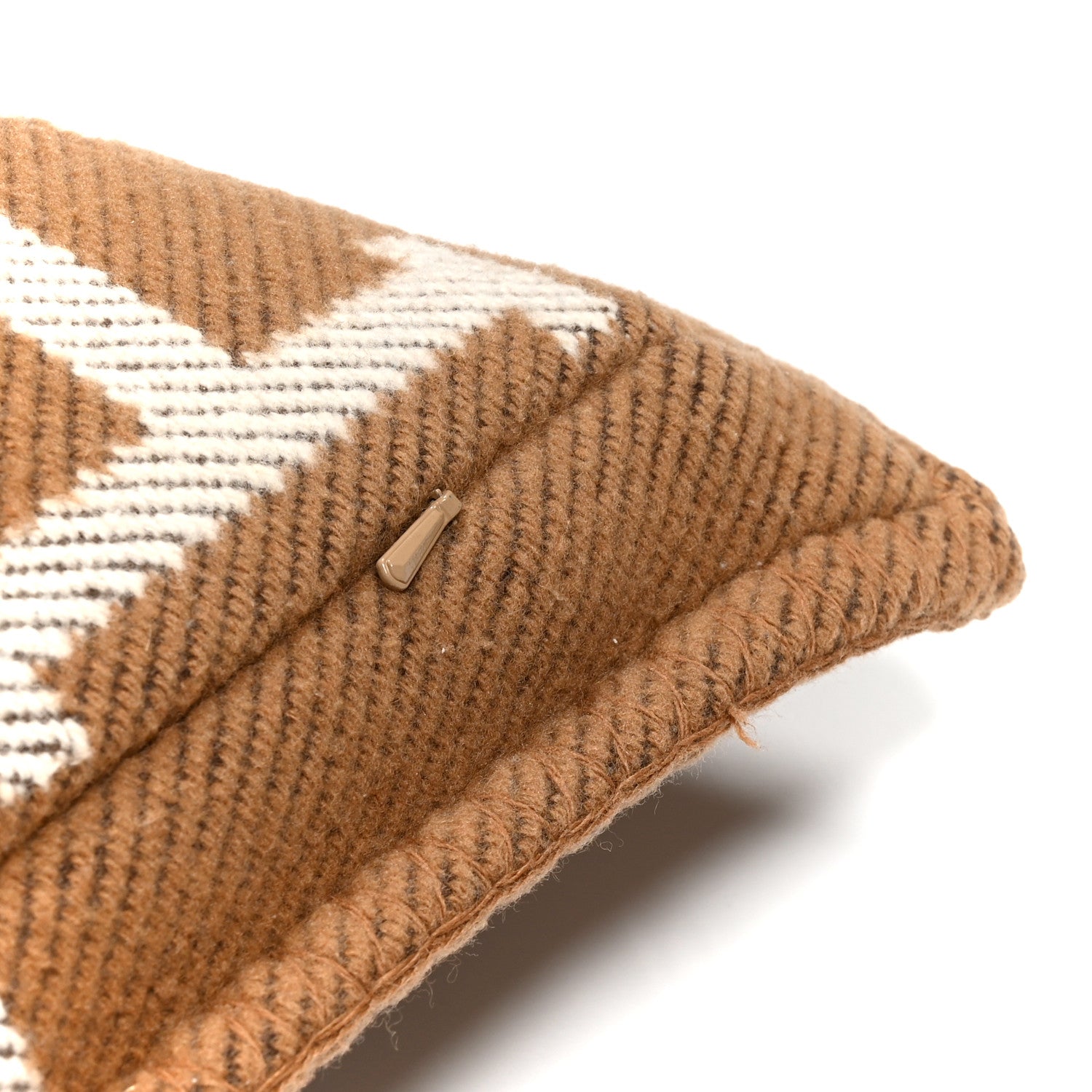 Hermes Wool Cashmere Avalon Pillow PM Ecru Camel 1860118