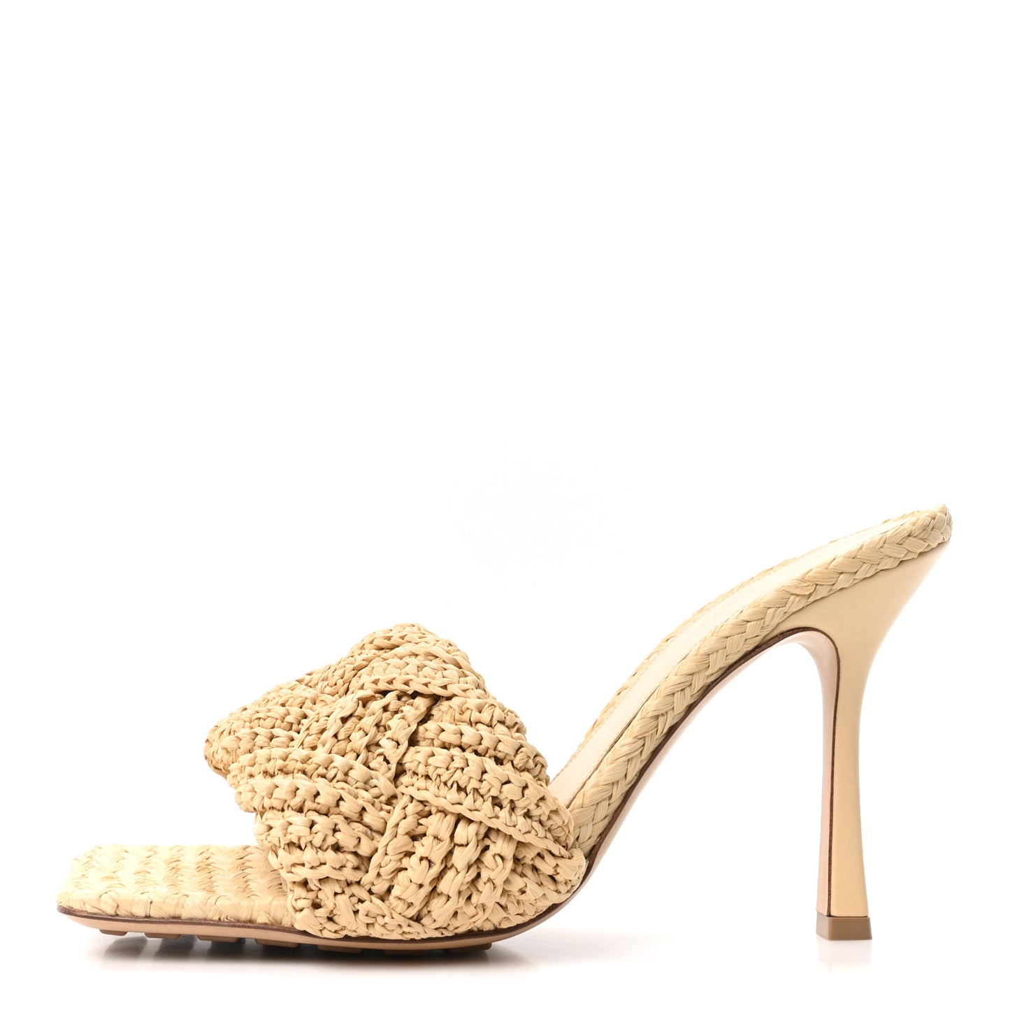 Raffia Intrecciato Lido Mule 90 Sandals 41.5 Cane Sugar