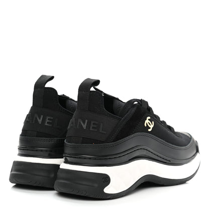 Chanel Velvet Calfskin Mixed Fibers CC Sneakers 35 Black 4 of 9