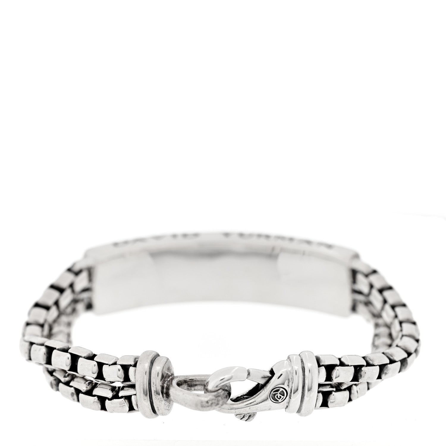 David Yurman Sterling Silver Black Onyx ID Curb Chain Bracelet 2 of 3