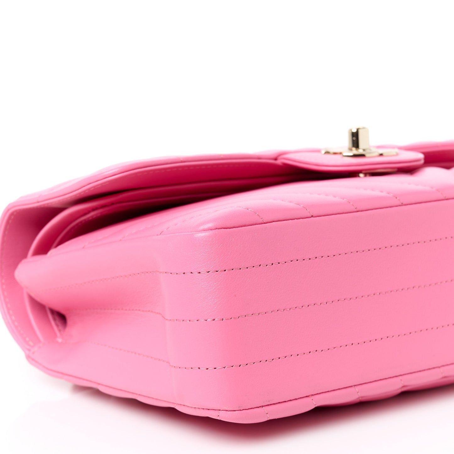 Lambskin Chevron Quilted Small Double Flap Pink