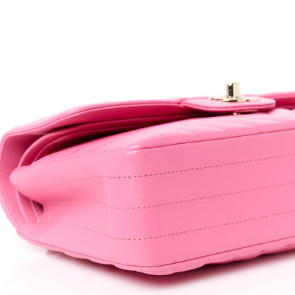 Chanel Lambskin Chevron Quilted Small Double Flap Pink 10 of 11