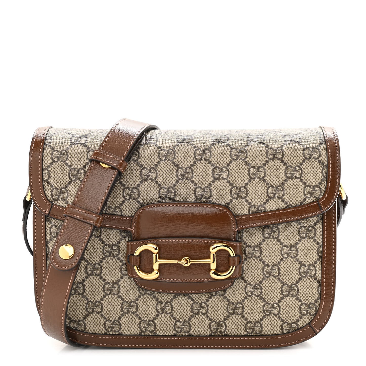 GG Supreme Monogram Horsebit 1955 Shoulder Bag Beige Brown Sugar