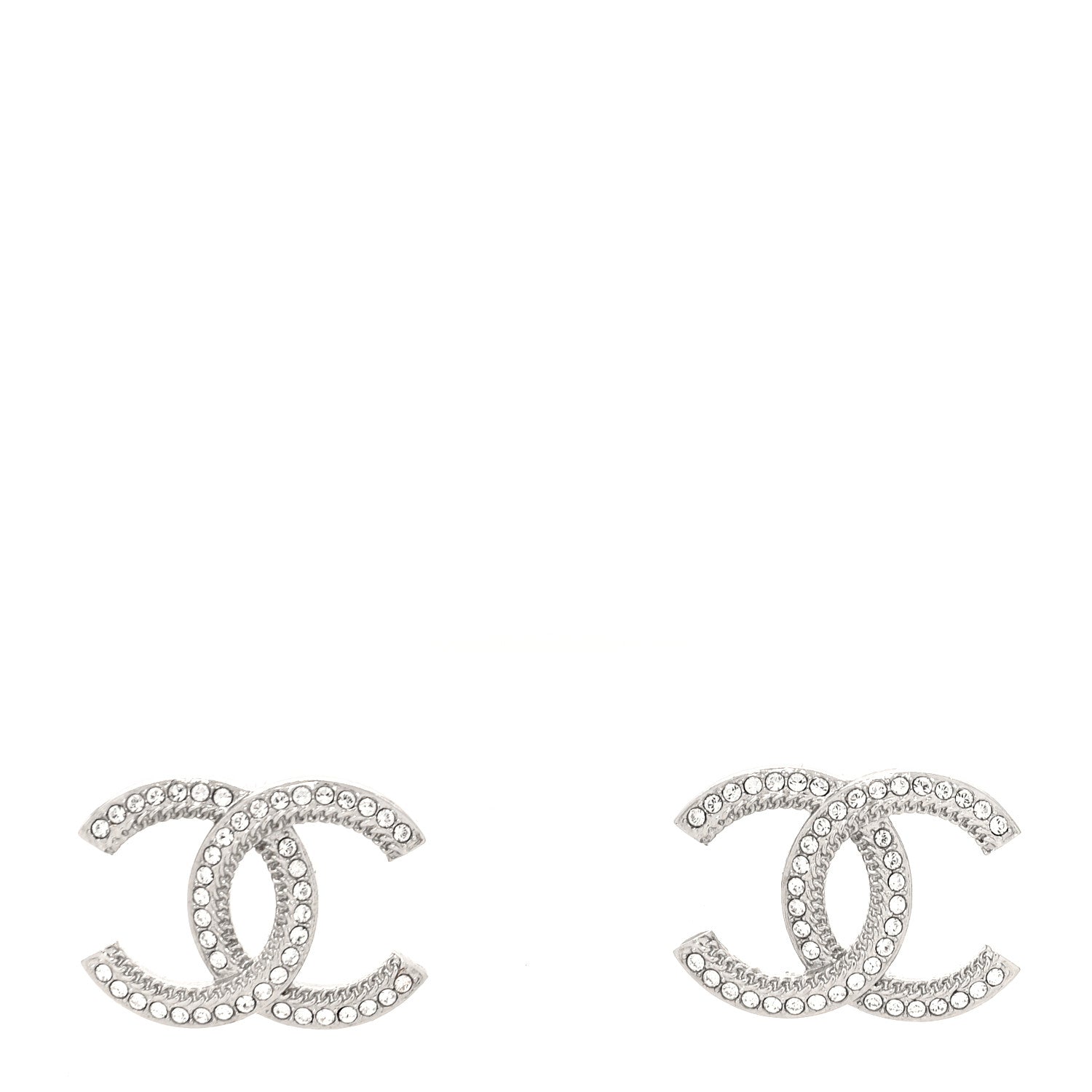 Chanel Crystal CC Earrings Silver 1 of 4