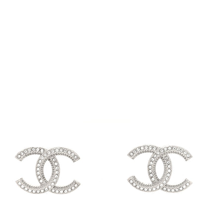 Chanel Crystal CC Earrings Silver 1 of 4