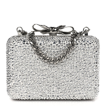 Christian Louboutin Crystal Strass Fiocco Box Clutch Silver 1 of 8