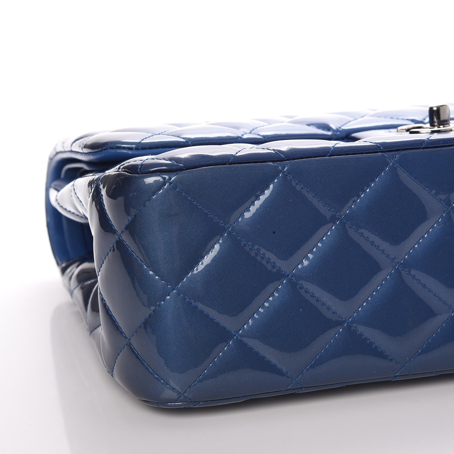 Chanel Patent Quilted Jumbo Double Flap Blue 8 of 12