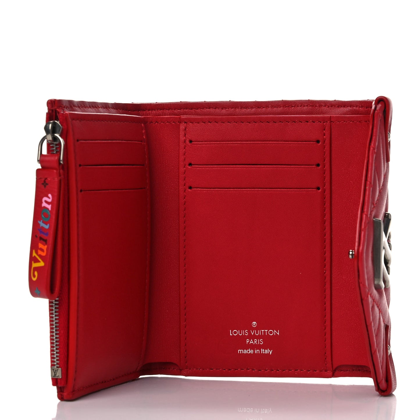 Calfskin New Wave Compact Wallet Rouge