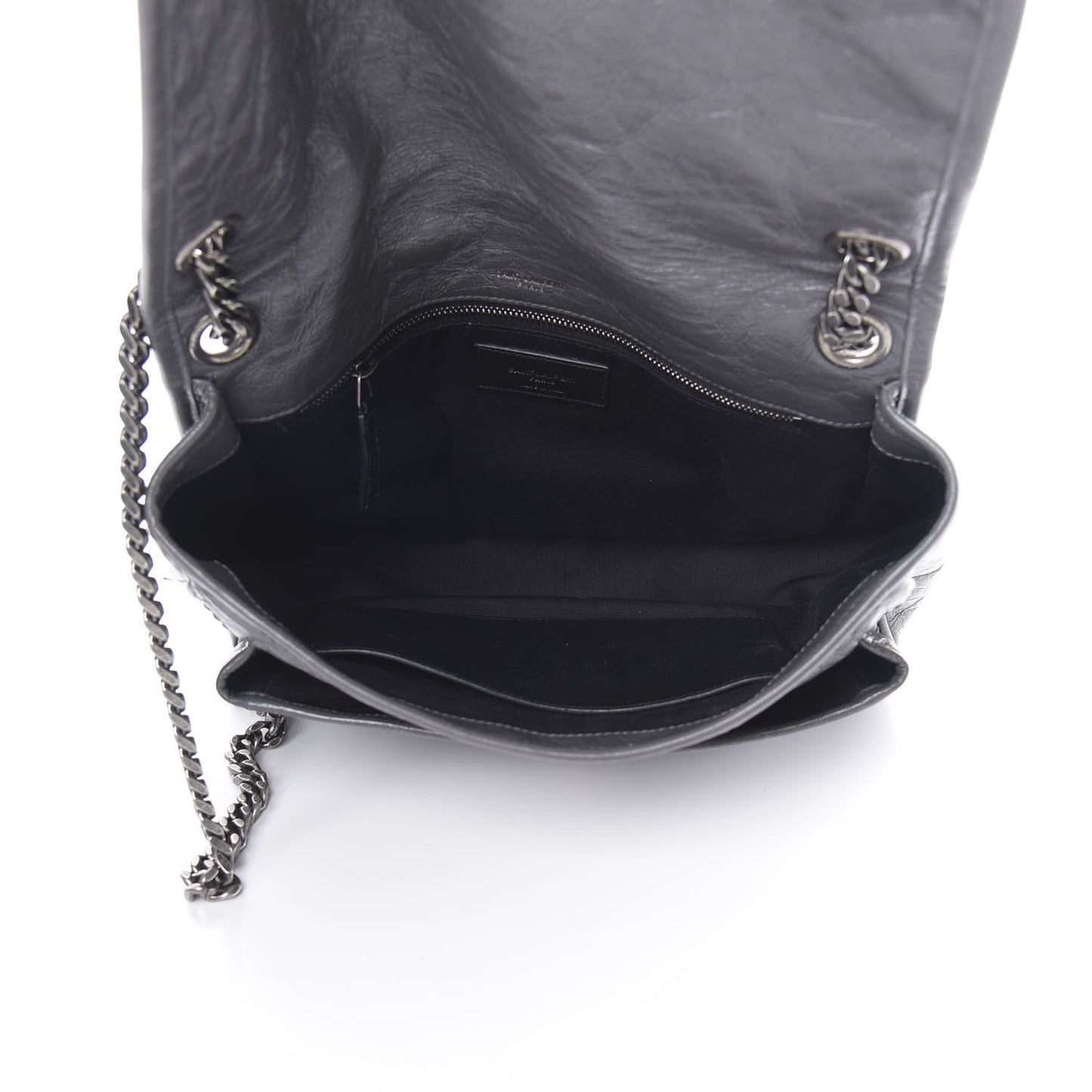 Crinkled Calfskin Matelasse Monogram Medium Niki Chain Satchel Storm