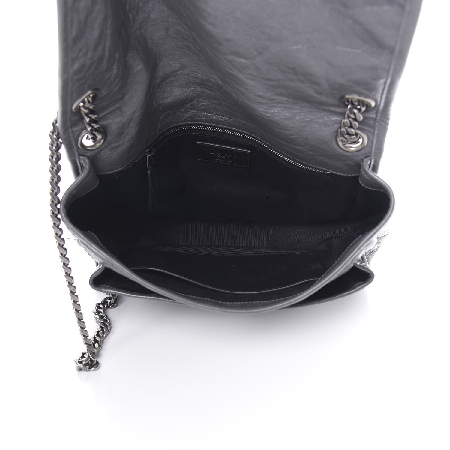 Saint Laurent Crinkled Calfskin Matelasse Monogram Medium Niki Chain Satchel Storm 5 of 12