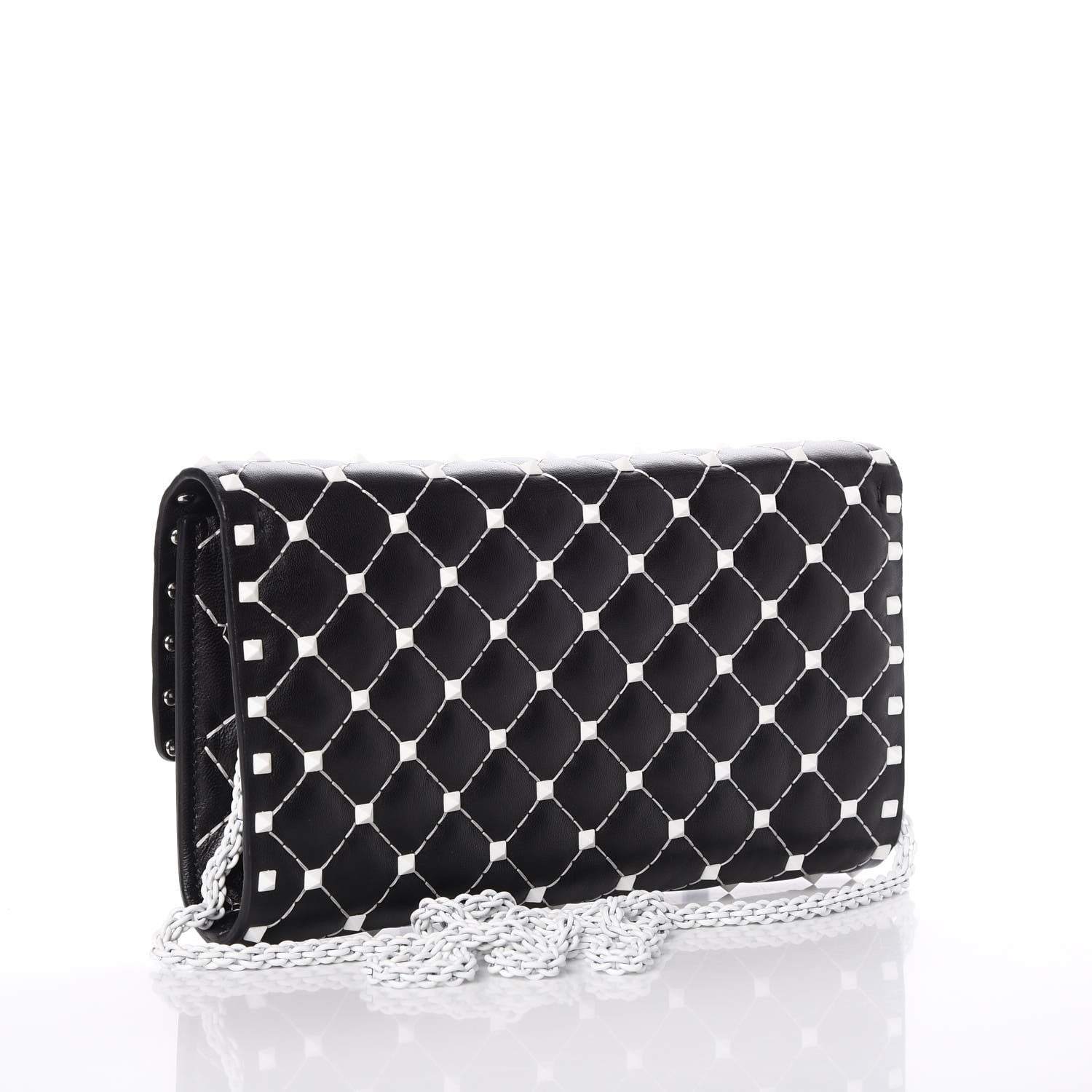 Valentino Garavani Lambskin Free Rockstud Spike Wallet On Chain Black 3 of 9