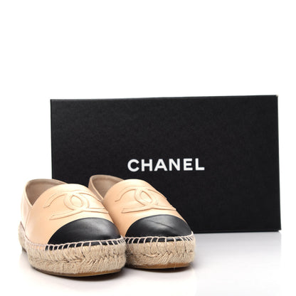 Chanel Lambskin CC Espadrilles 37 Beige Black 12 of 13