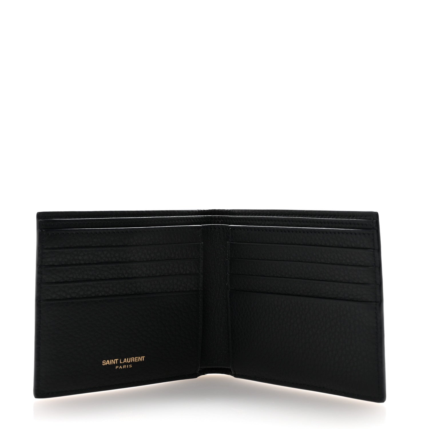 Saint Laurent Grained Calfskin Tiny Cassandre East West Wallet Midnight Blue 5 of 7