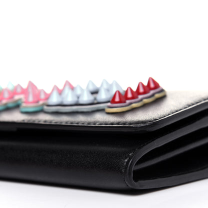 Fendi Vitello Liberty Fun Fair Studded Continental Wallet On Chain Black Multicolor 10 of 11