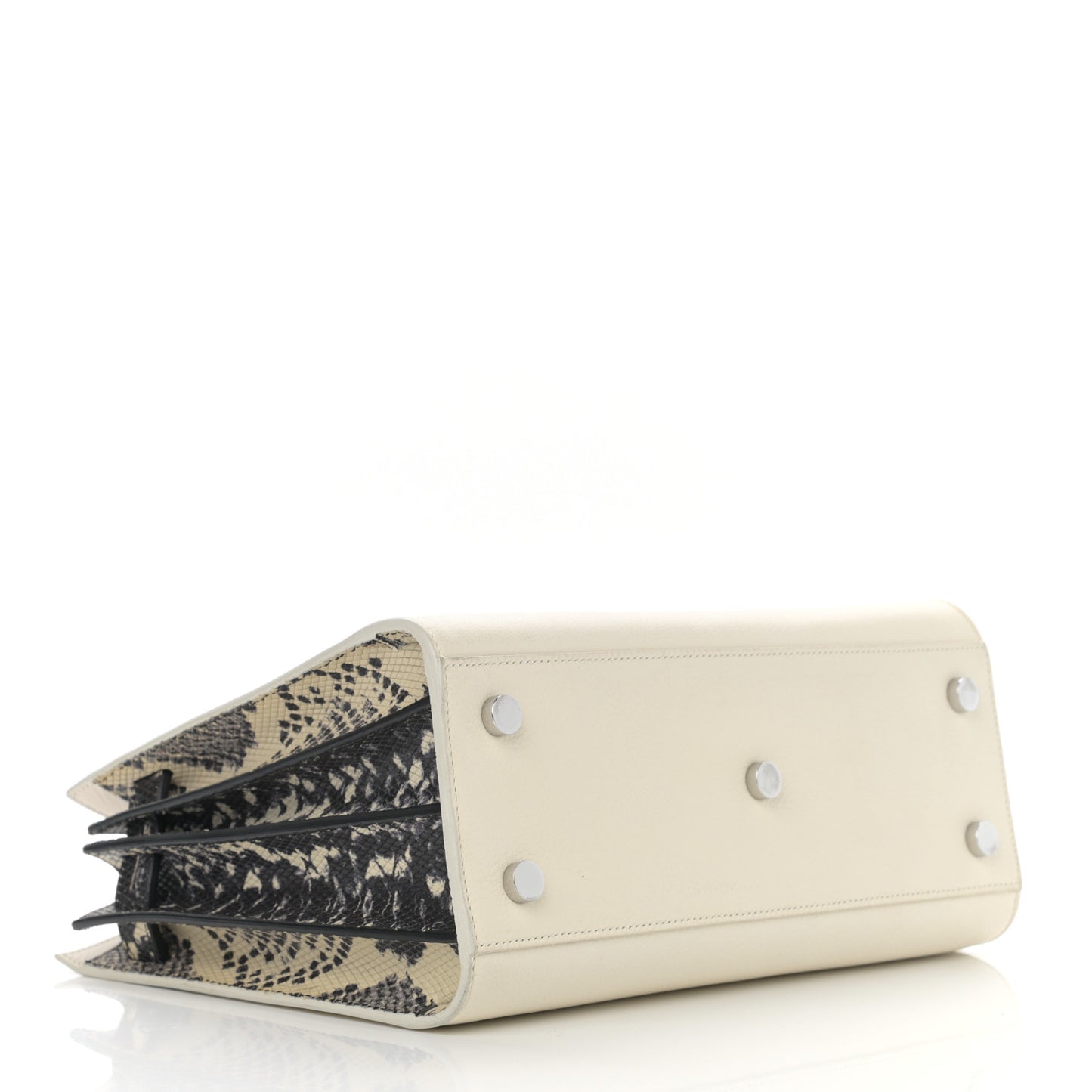 Grained Calfskin Baby Sac De Jour White Black